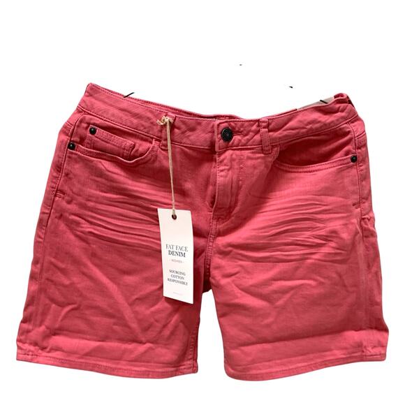 BOGO FREE! FAT FACE Womens Cotton Denim Shorts DEEP BERRY Sz 4 NWT - Picture 2 of 11